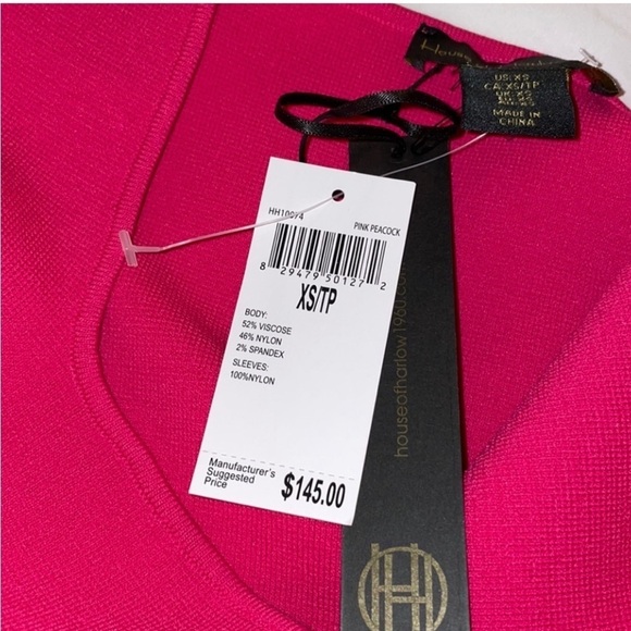 NWT HOUSE OF HARLOW 1960 Women’s Size XS Pink Crop Top Puffy Chiffon Sleeve - Picture 7 of 7